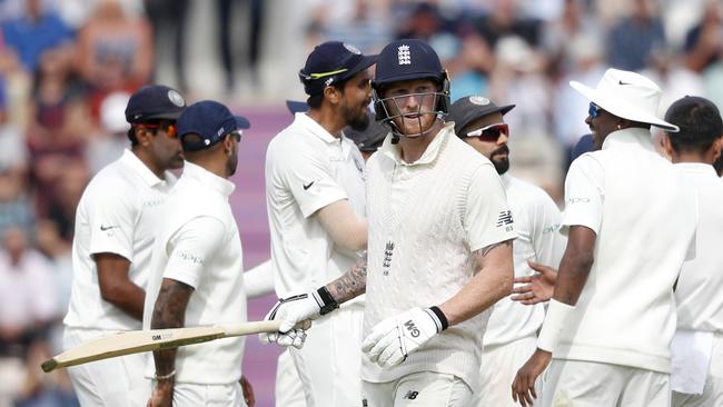 Ben Stokes fell cheaply in England’s embarrassing collapse. Picture: AP