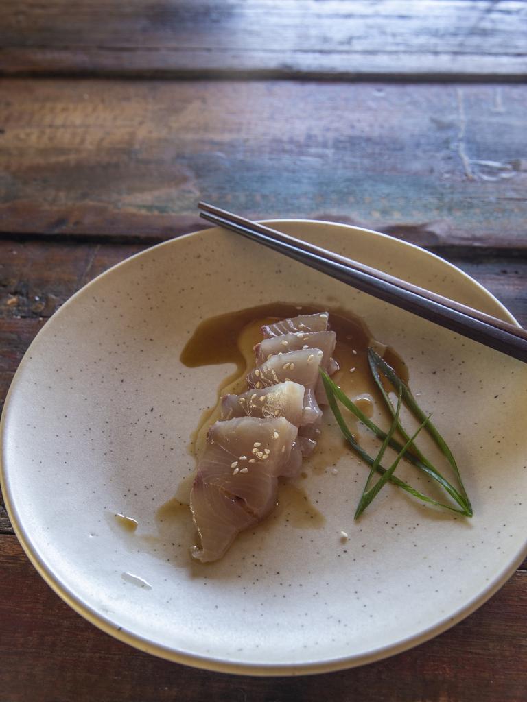 Freshly caught king fish sashimi at Eloise Emmett's newly reopened Little Norfolk Bay Bistro. Picture: Supplied