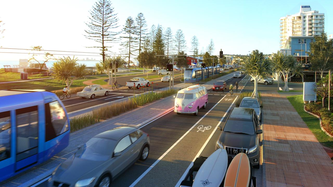 MOCK UP: Sunshine Coast Light Rail Alexandra Pde montage. Photo Contributed