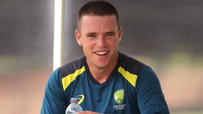 Marcus Harris ahead of an Australian training session at Manuka. Picture. Phil Hillyard