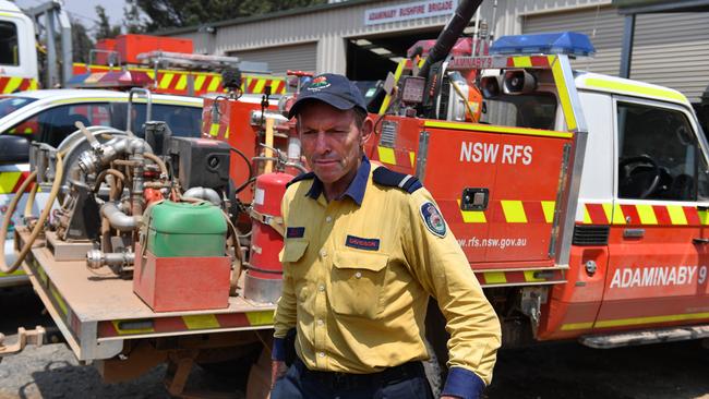 Former prime minister Tony Abbott at the Adaminaby Rural Fire Service station. Picture: AAP