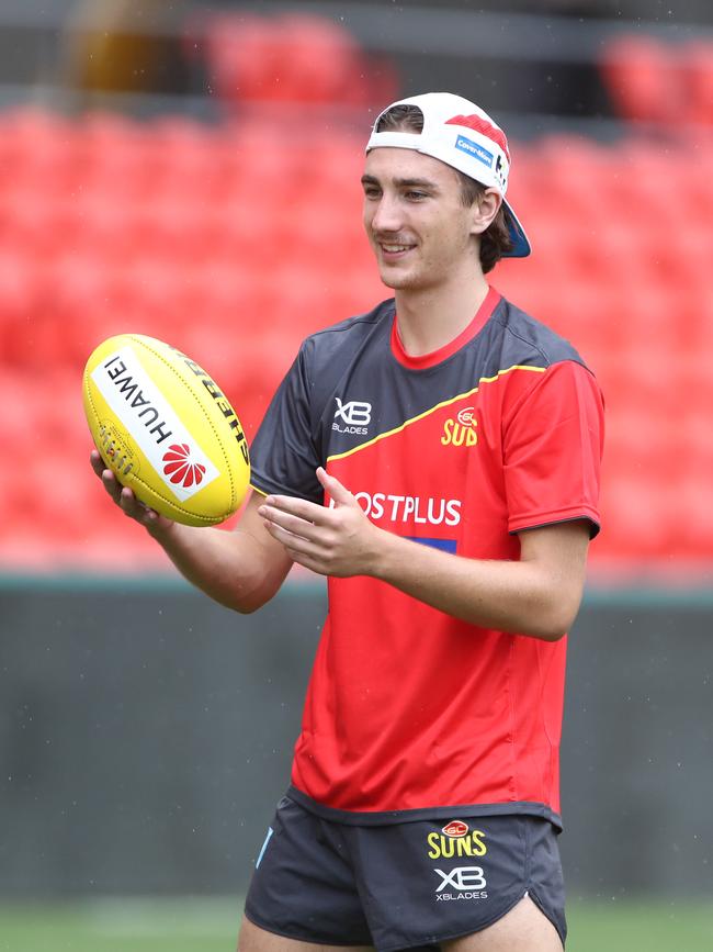 Sun's player Sam Fletcher during training at Metricon Staium on the Gold Coast. Photograph : Jason O'Brien