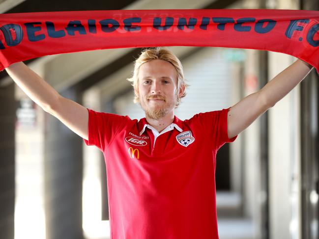 Adelaide United new signing Ben Halloran at coopers stadium. 14 August 2018. (AAP Image/Dean Martin)
