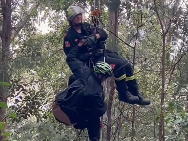 Fire and Rescue NSW operation to retrieve a paraglider at Laurieton September 24 2024.