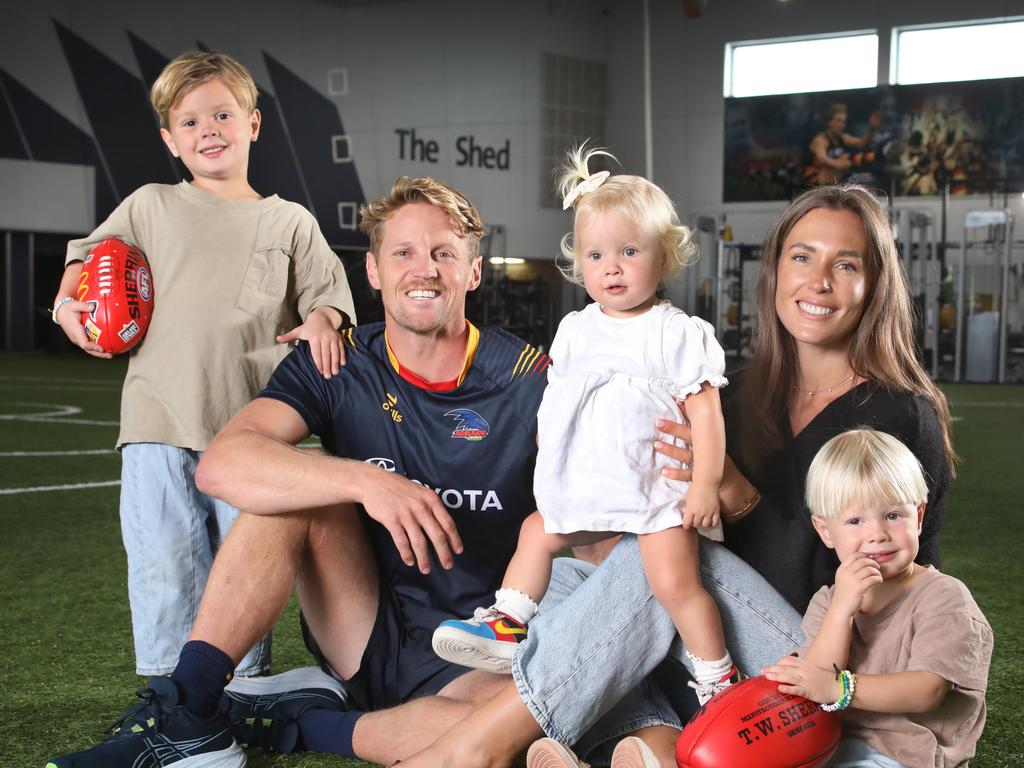 Sloane with his family, wife Belinda and kids, Sonny, 4, Bohdi, 3, and Summer. Picture: Dean Martin