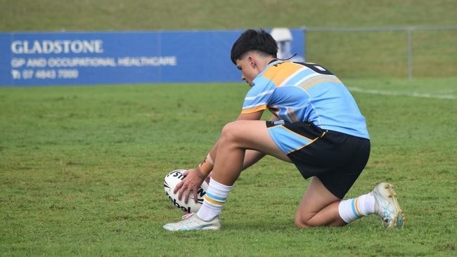 Peninsula versus Wide Bay, 16-18 years boys, at the Queensland School Sport rugby league state championships at Marley Brown Oval, Gladstone, on May 17, 2025. Photo: Pam McKay