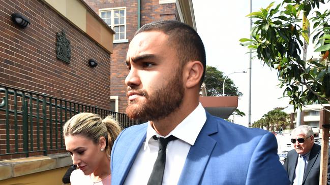 Manly NRL player Dylan Walker is seen entering Manly Local Court, Sydney, Tuesday, December 11, 2018. Walker is due to front court after he allegedly assaulted a woman on Sydney's northern beaches. (AAP Image/Mick Tsikas) NO ARCHIVING