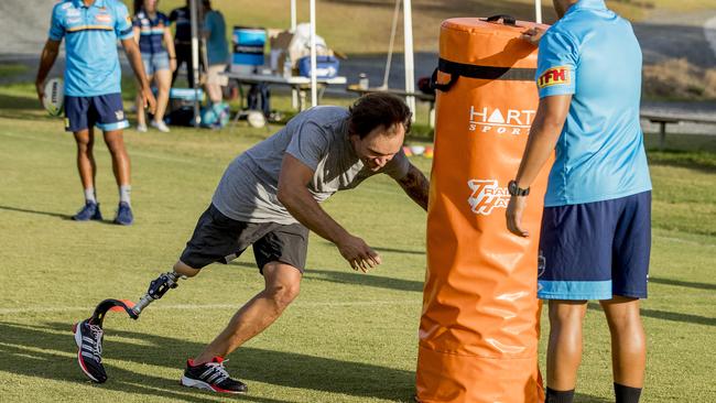 Josh Stewart at the Gold Coast Titans Physical Disability Team training. Picture: Jerad Williams