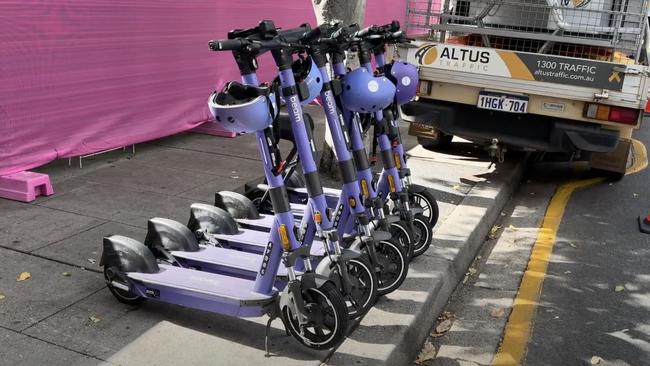 Beam e-scooters, pictured in Brisbane on Friday, will no longer be available in Auckland following revelations of an alleged scam. Picture: Mackenzie Scott