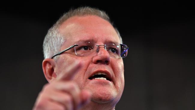 Prime Minister Scott Morrison at the National Press Club on Monday. Picture: AAP Image/Mick Tsikas