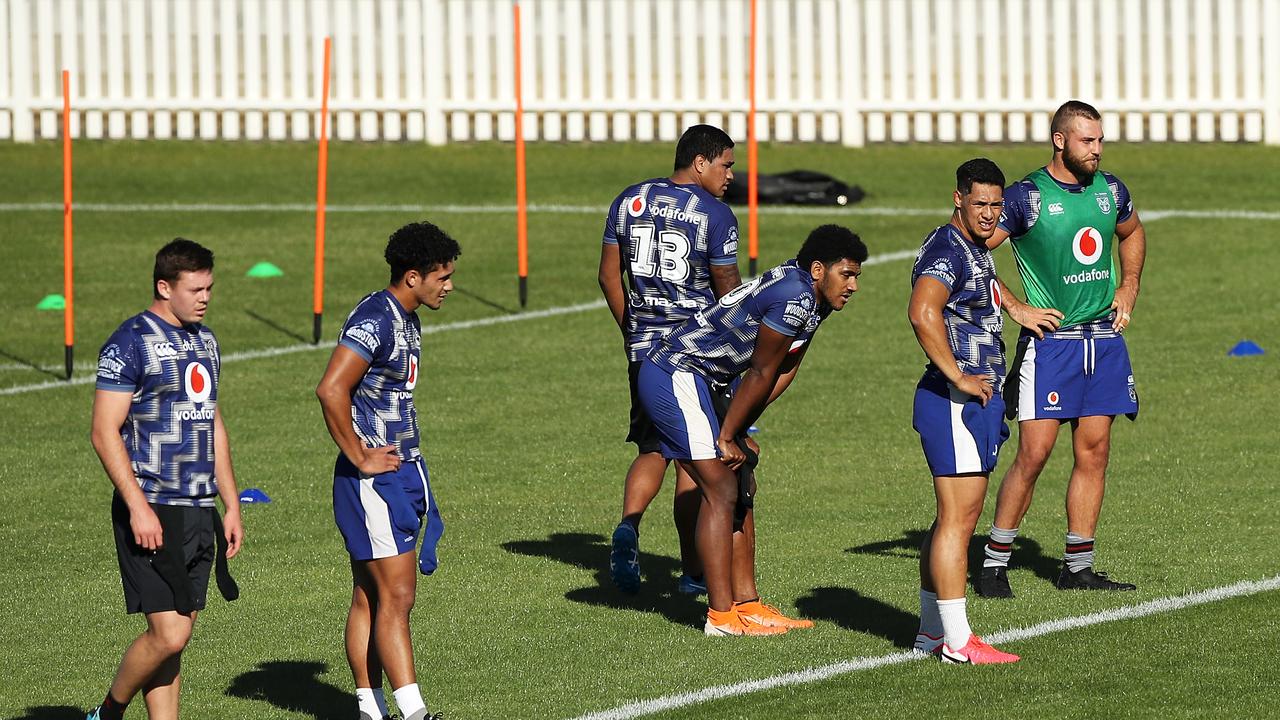 Roger Tuivasa-Sheck watches on as he trains with his team at Scully Park, Tamworth.