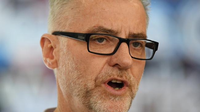 Transport Workers Union (TWU) National Secretary Tony Sheldon speaks to the media in Sydney, Wednesday, January 17, 2018. (AAP Image/David Moir) NO ARCHIVING