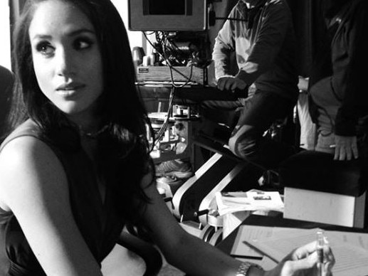 Behind the scenes photo of Meghan Markle on Suits. Picture: Instagram/Patrick Adams