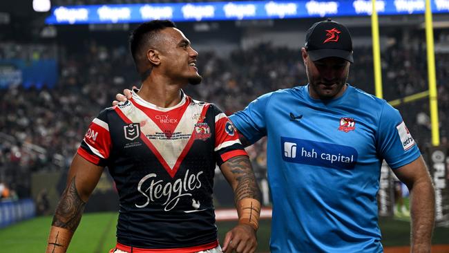 Spencer Leniu’s charge has overshadowed the event in Las Vegas. Picture: NRL Photos