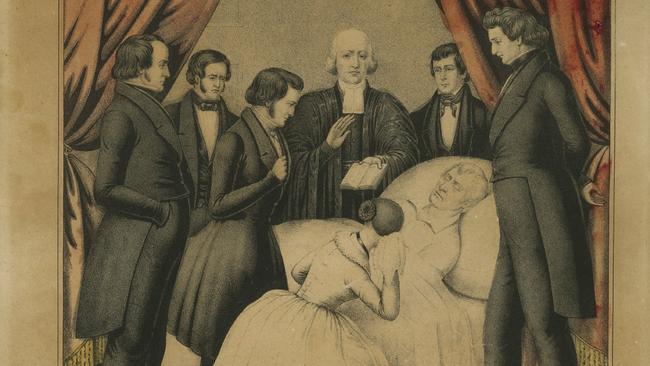 An illustration showing the death of President Harrison in 1841. He was the first president to die in office. Picture: Supplied