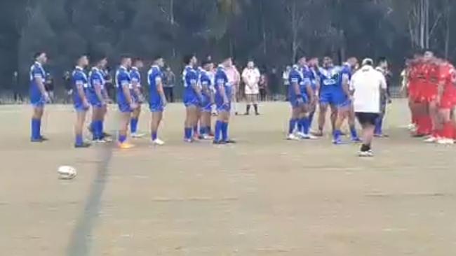 Action from the Tonga vs. Samoa rugby league match in Mt Druitt on October 5, before the brawl broke out.