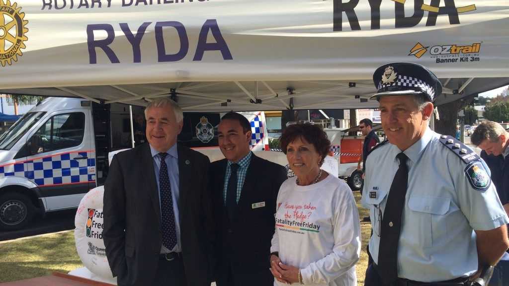 BE FATALITY FREE: Making the pledge are (from left) Toowoomba Mayor Paul Antonio, Cr James O'Shea, Deputy Mayor Carol Taylor and Police Inspector Mike Curtin. Picture: Tara Miko