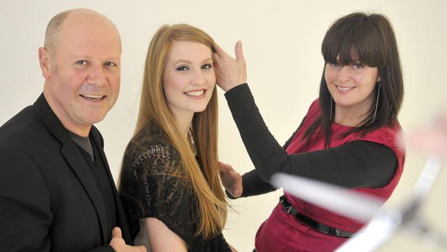 Clip Joint’s Alfredo Cappella with Finesse model Luka Thompson and Melissa MacDonald in 2010. Picture: Chris Mangan