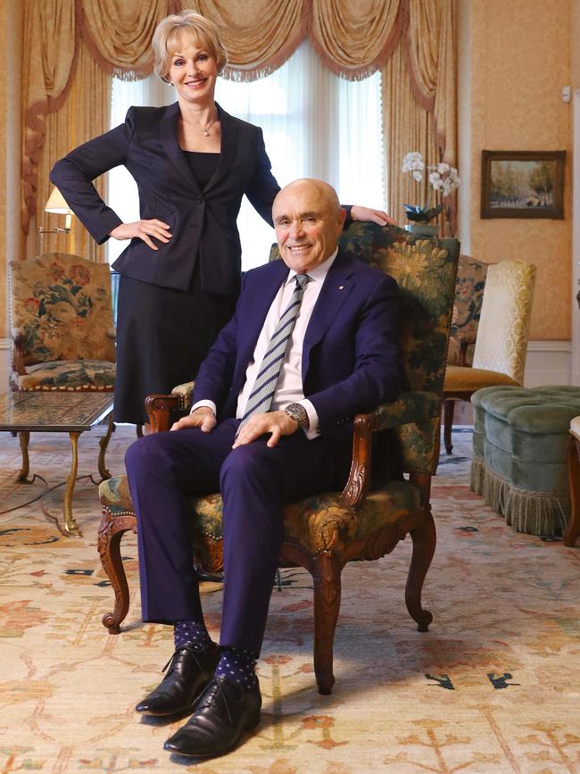 Paul Little and wife Jane Hansen in their Toorak home. Picture: Aaron Francis