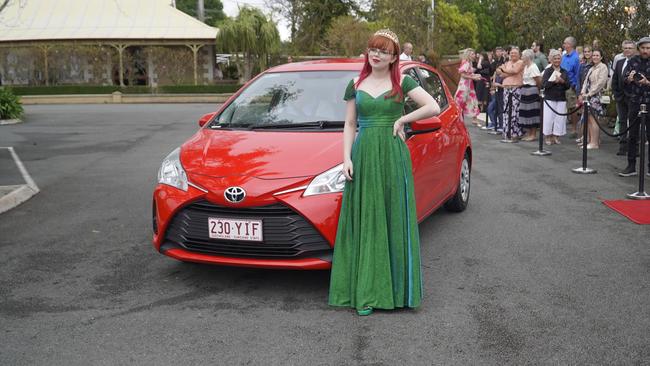 Students arriving in style for the 2024 Glasshouse Christian College formal at Flaxton Gardens.