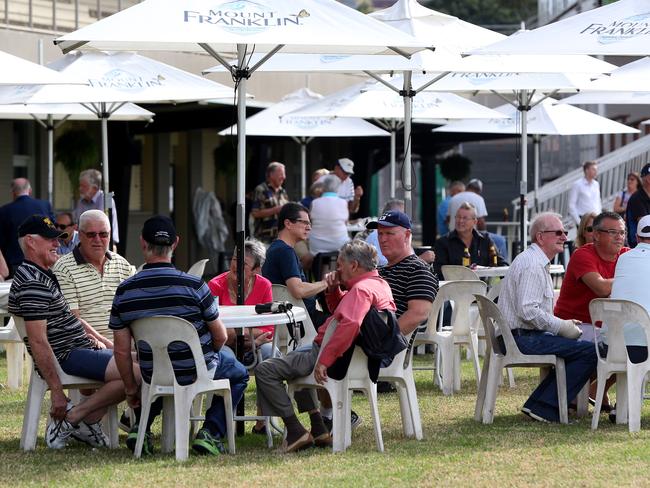 A good crowd attends the phantom meeting to coincide with today’s trials on the new surface. Picture: Jono Searle