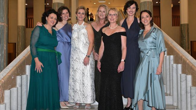 Independent MPs Monique Ryan, Allegra Spender, Zali Steggall, Kylea Tink, Zoe Daniel, Kate Chaney and Sophie Scamps. Picture: Getty Images