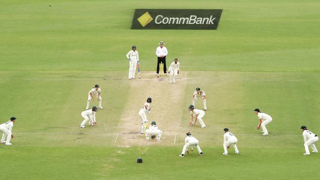 The Australian team fielding for the last ball in Canberra. Picture: Mark Kolbe/Getty Images