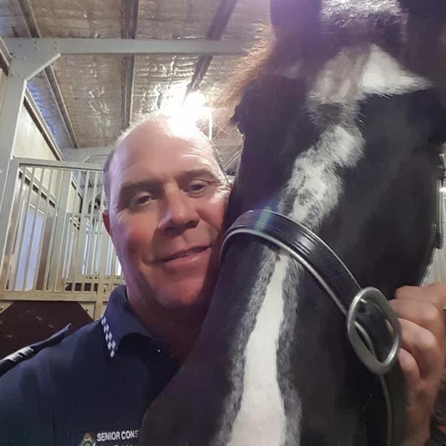 Senior Constable David Masters with his beloved troop horse, Manny. Picture: Supplied.