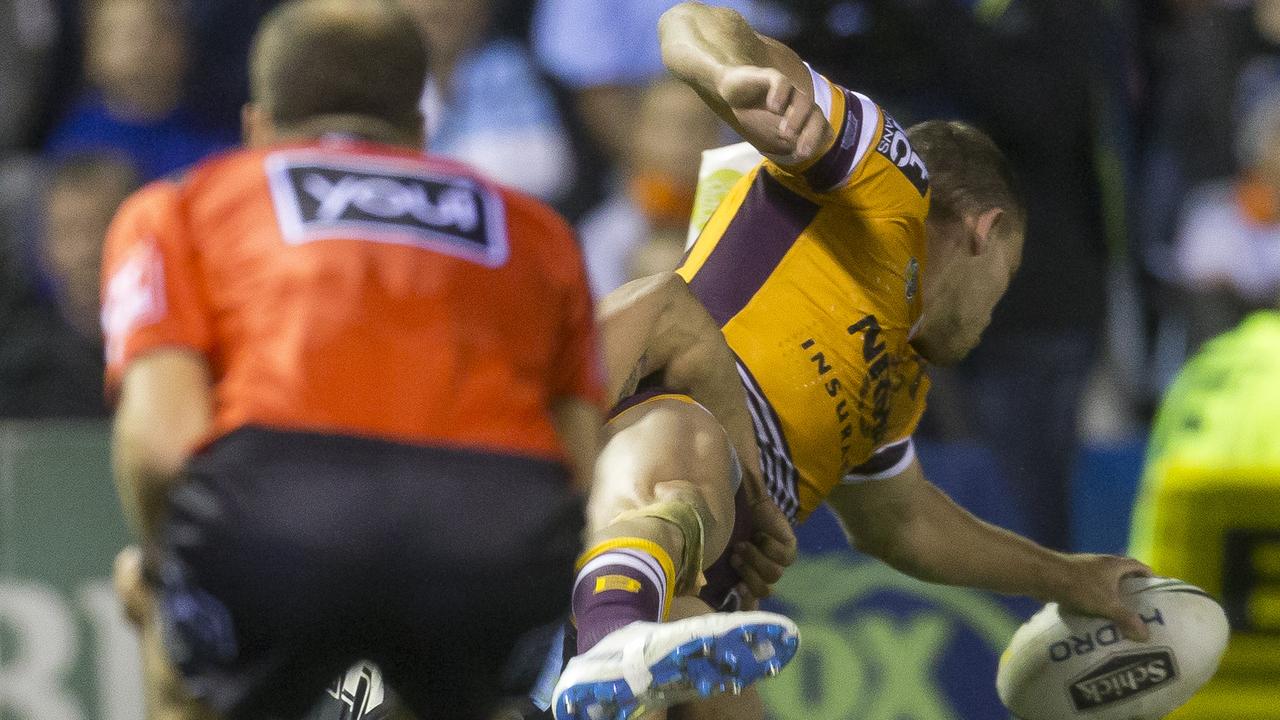 Corey Oates was brilliant in the Broncos win over the Sharks. (AAP Image/Craig Golding)