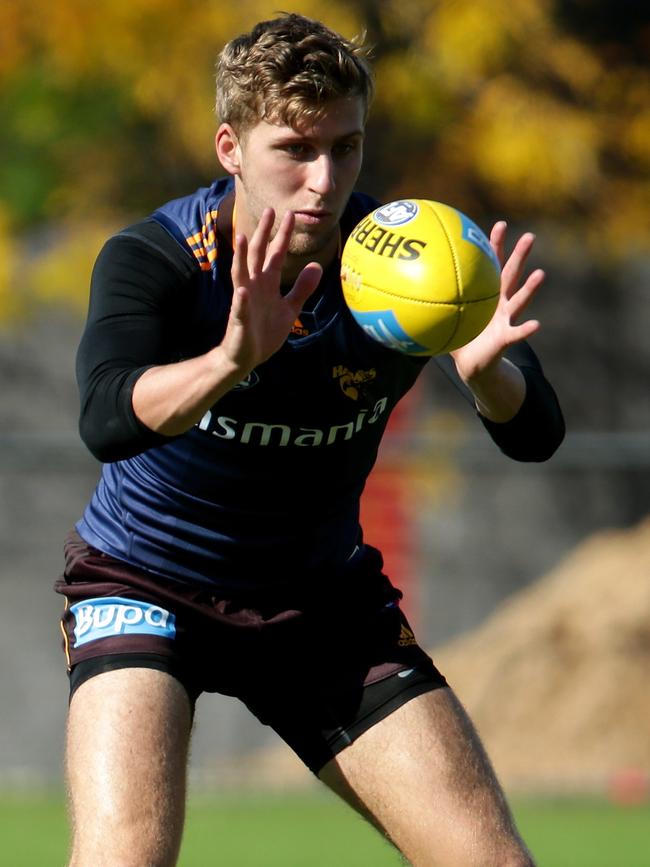 Jono O'Rourke at Hawthorn training. Picture: Mark Dadswell