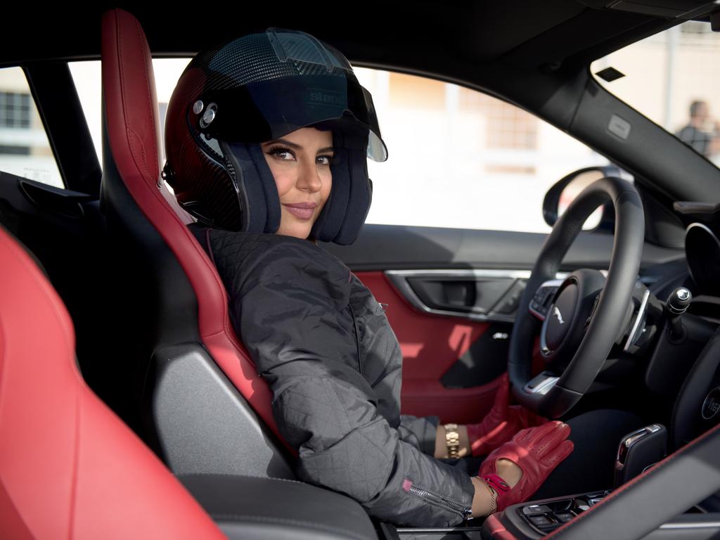 Saudi female racing driver, Aseel Al Hamad prepares to drive for the first time in her home country.