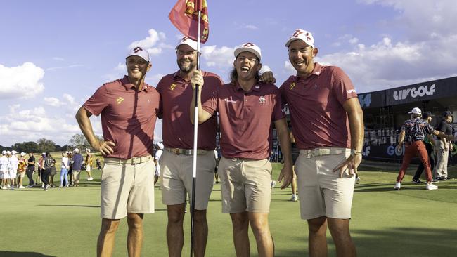 LIV Golf team champions Matt Jones, Marc Leishman, captain Cameron Smith and Lucas Herbert. Picture: Chris Trotman/LIV Golf