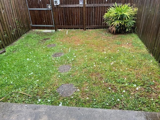 Hail fell in South Mackay about 2.45pm during the storm on October 20, 2021. Picture: Janessa Ekert