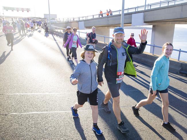 Run the Bridge Fun Run 2020 across Tasman Bridge. Picture: RICHARD JUPE