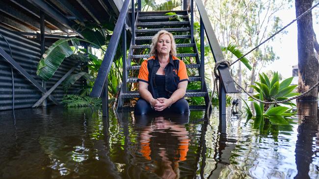 Jodie Reynolds at her flooded Morgan property, December 9, 2022. Picture: Brenton Edwards