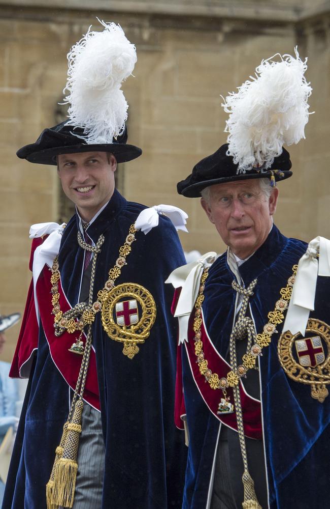 Prince William and Prince Charles attend the Most Noble Order of the Garter Ceremony in Windsor. Picture: Arthur Edwards – WPA Pool /Getty Images