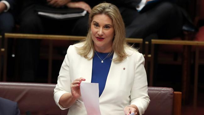 New Liberal senator Hollie Hughes delivers her maiden speech yesterday. Picture Gary Ramage