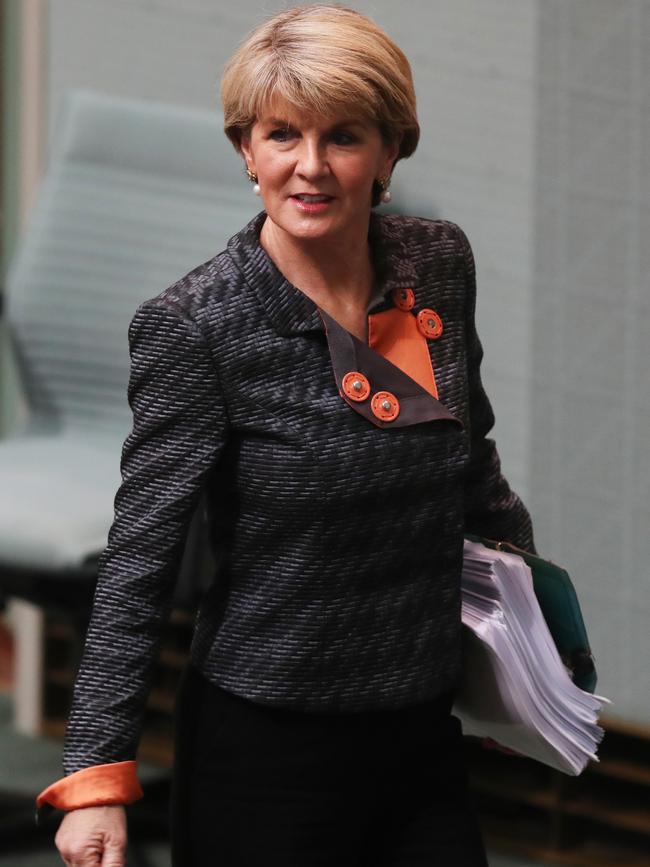 Julie Bishop arriving for Question Time. Picture Kym Smith.