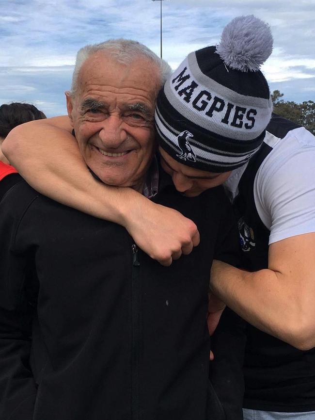 Brayden Maynard with his grandfather Graham Campbell, who played 151 games with Fitzroy. Source: Instagram