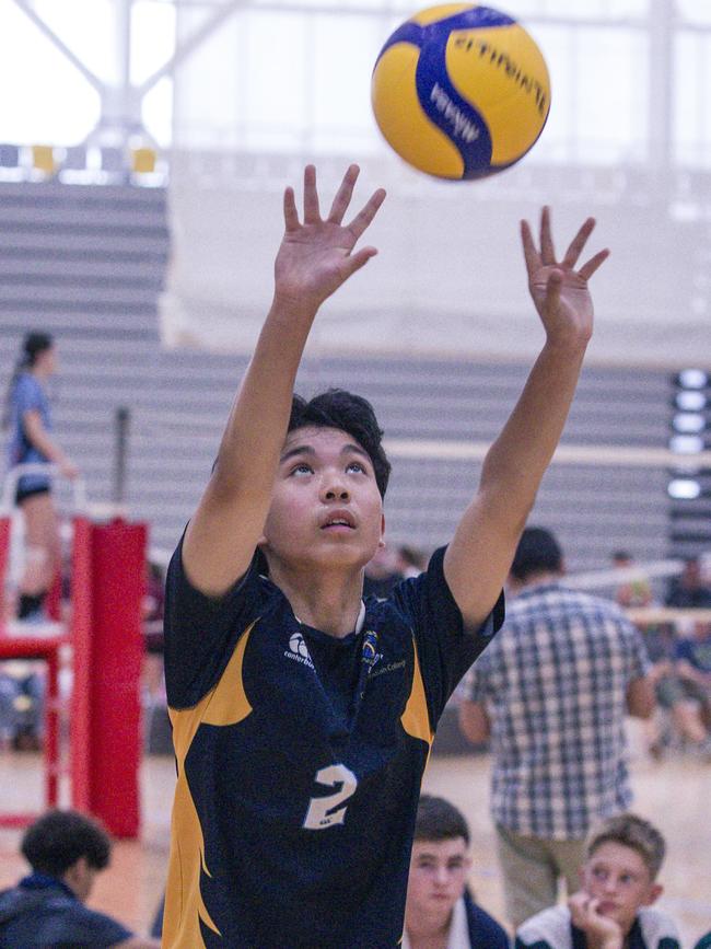 Ryan Seitiawan as as Citi Point V Caloundra in the The Australian Volleyball Schools Cup is being played at the Gold Coast Sports and Leisure Centre in Carrara. Picture: Glenn Campbell