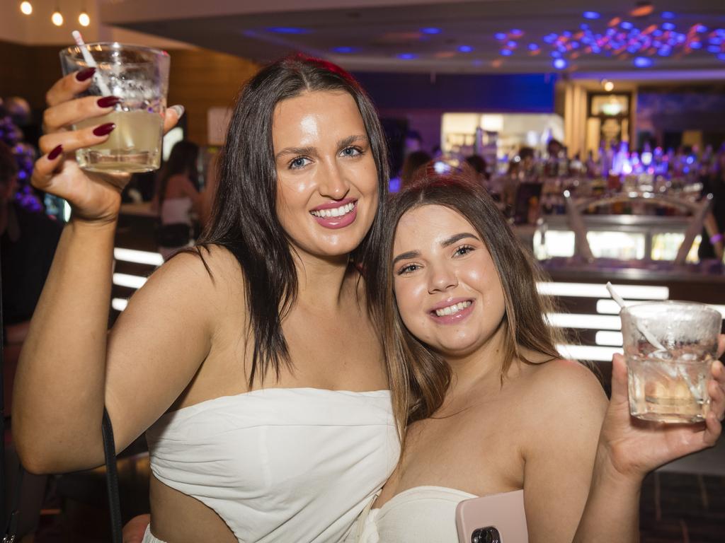 Lauren Bell (left) and Chloe Moser on New Year's Eve at Fitzy's, Sunday, December 31, 2023. Picture: Kevin Farmer