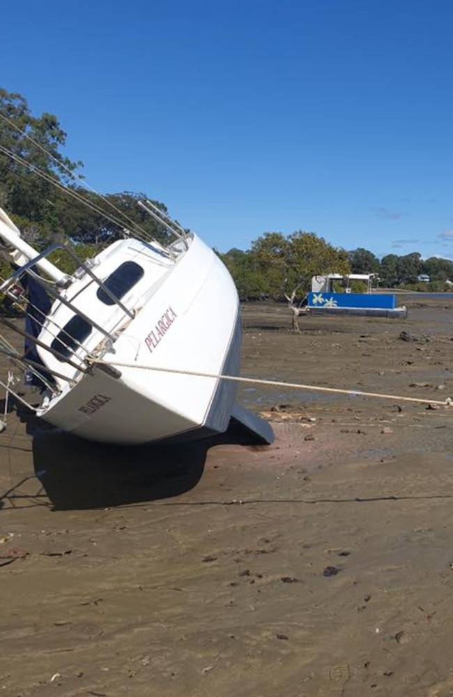 The Pelargica was towed off Macleay Island by two coast guard vessels. Picture: Supplied