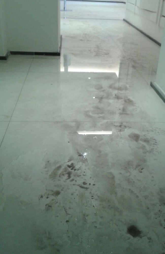 Water on the floor in one of the buildings of the athletes’ village in Rio. Picture: GloboEsporte.com