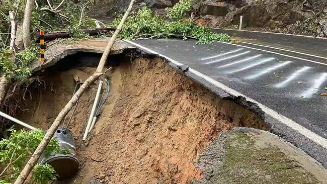 A land slip on the Kuranda Range Rd. Picture: Queensland Police Service