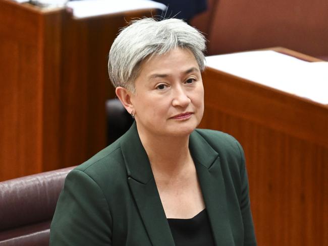 CANBERRA, AUSTRALIA  - NewsWire Photos - November 27, 2024: Senator Penny Wong during Question Time in the Senate at Parliament House in Canberra. Picture: NewsWire / Martin Ollman