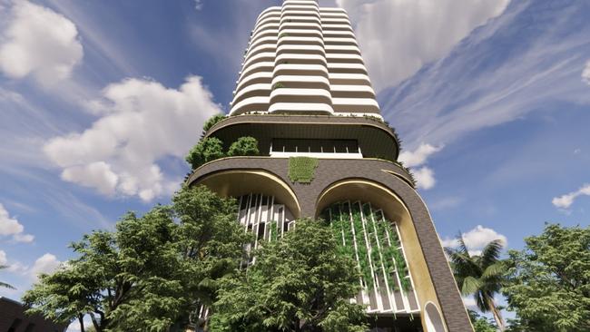 Artist impression a propose retirement tower in central Southport on the corner of Garden and white streets.