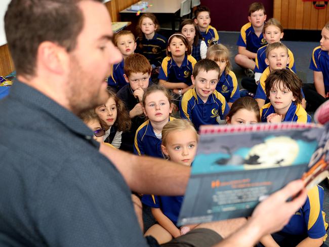 Lansdowne Crescent Primary School teacher Mark Kingston reading to his Grade 1 class during the 18th National Simultaneous Storytime event. Picture: SAM ROSEWARNE.