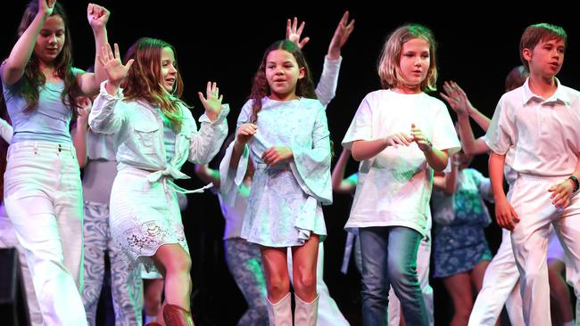 Anglesea Primary School students performing at the Geelong Schools Music and Movement Festival. Picture: Alison Wynd