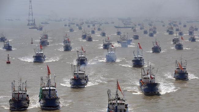 Boats in Shenjiamen harbour in Zhoushan, in east China's Zhejiang province.