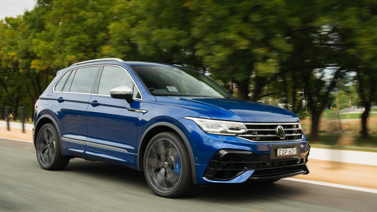 The Volkswagen Tiguan R medium-size SUV pumps out 235kW/400Nm from its turbocharged four-cylinder engine.